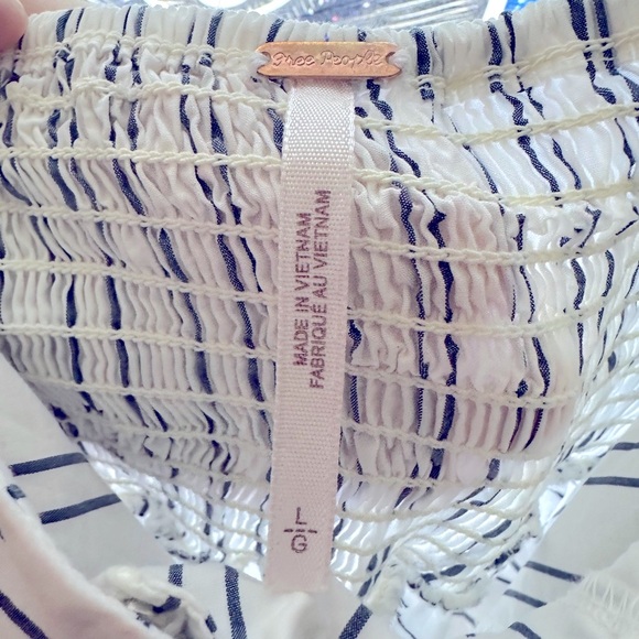 🌟FREE PEOPLE Easy Breezy Midi Dress, Sz.L., Ivory Combo, Lovely Navy Stripes 🌻 - Picture 2 of 15